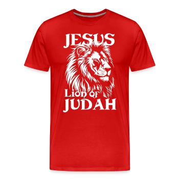Jesus Christus Löwe von Judah Christ Lion of Judah - Männer Premium Bio T-Shirt - Rot - Vorne - Damien (186cm)