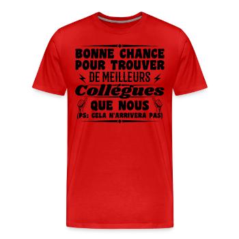 Collègue Collègues Humour Cadeau Départ Retraite - T-shirt bio Premium Homme - rouge - Devant - Damien (186cm)