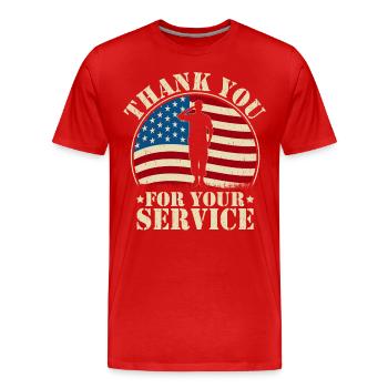 Merci pour votre service - T-shirt bio Premium Homme - rouge - Devant - Damien (186cm)