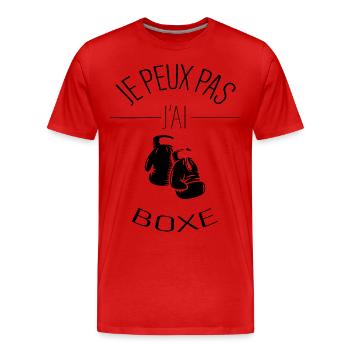 j'peux pas j'ai boxe - T-shirt bio Premium Homme - rouge - Devant - Damien (186cm)