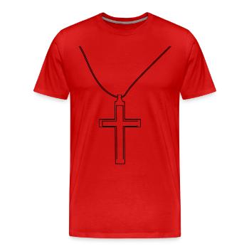 Cross necklace - Men's Premium Organic T-Shirt - red - Front - Damien (186cm)