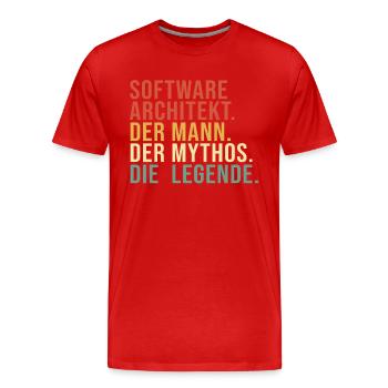 Software Architekt Mann Mythos Legende Software - Männer Premium Bio T-Shirt - Rot - Vorne - Damien (186cm)