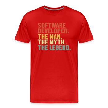 Software Developer Man Myth Legend Developer - Männer Premium Bio T-Shirt - Rot - Vorne - Damien (186cm)
