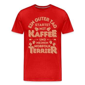 Norfolk Terrier Kaffee Hund Cafe - Männer Premium Bio T-Shirt - Rot - Vorne - Damien (186cm)