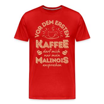 Belgian Malinois Kaffee Hund Cafe - Männer Premium Bio T-Shirt - Rot - Vorne - Damien (186cm)