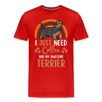 Norfolk Terrier Kaffee Hund Cafe - Männer Premium Bio T-Shirt - Rot - Vorne - Damien (186cm)