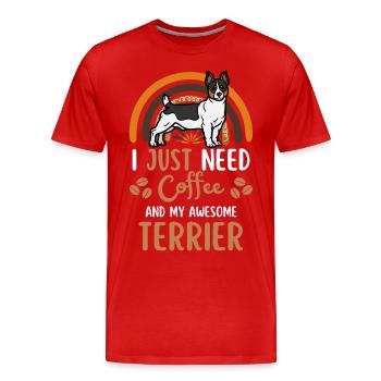 Teddy Roosevelt Terrier Kaffee Hund Cafe Kawaii - Männer Premium Bio T-Shirt - Rot - Vorne - Damien (186cm)