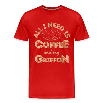 Griffon Kaffee Hund Cafe - Männer Premium Bio T-Shirt - Rot - Vorne - Damien (186cm)