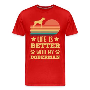 Doberman Vintage Rétro - T-shirt bio Premium Homme - rouge - Devant - Damien (186cm)