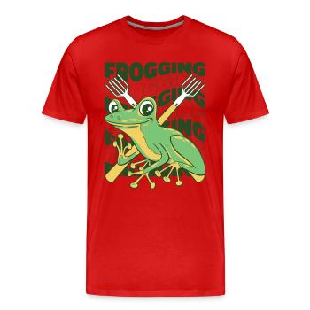 Frogging Kaulquappe Laubfrosch Kröte Frosch Fänger - Männer Premium Bio T-Shirt - Rot - Vorne - Damien (186cm)