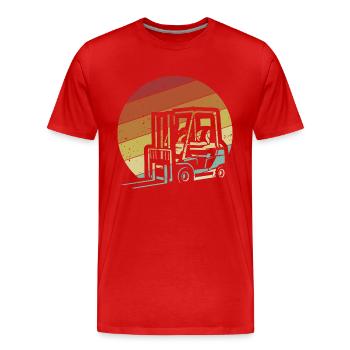 Retro Forklift Driver All-terrain forklift - Men's Premium Organic T-Shirt - red - Front - Damien (186cm)