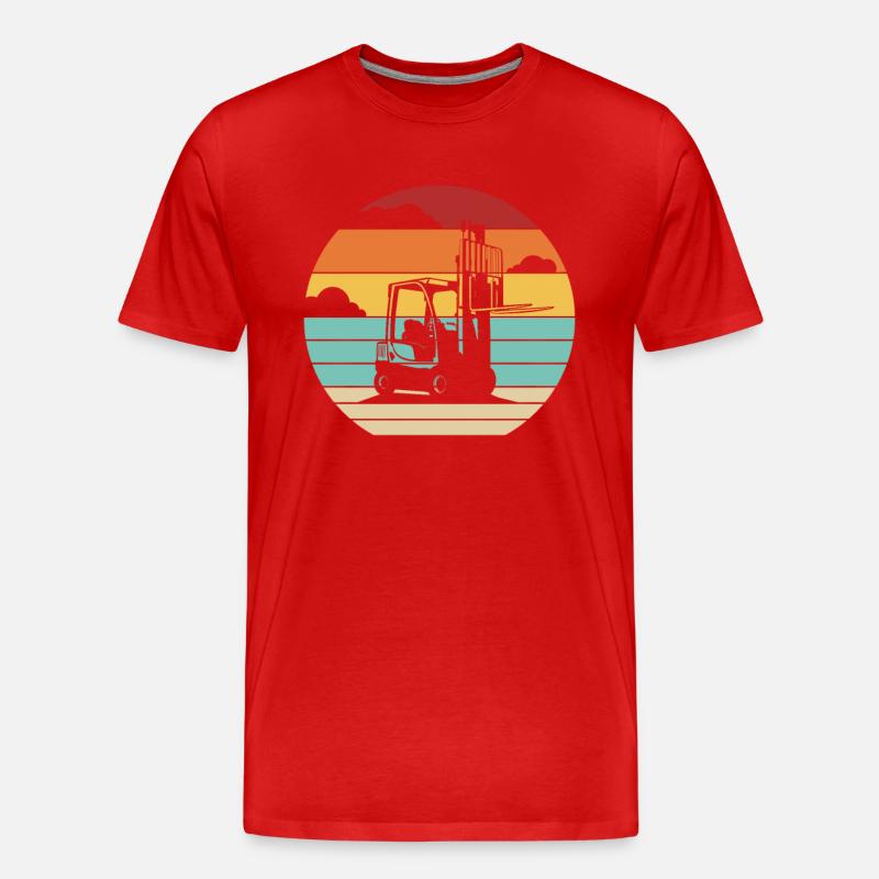 Retro Teleskoplader Gabelstaplerfahrer - Männer Premium Bio T-Shirt - Rot