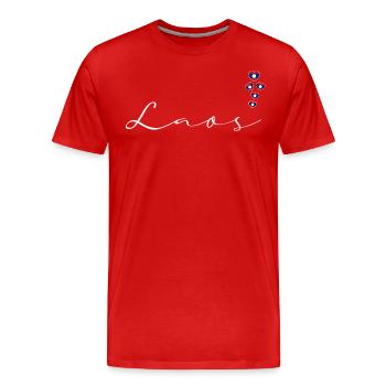 Laos - Men's Premium Organic T-Shirt - red - Front - Damien (186cm)