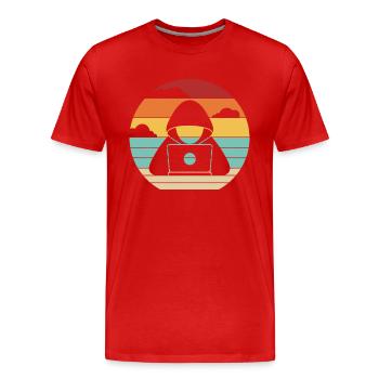 Retro Phishing Sniffer Social Engineering Gris - T-shirt bio Premium Homme - rouge - Devant - Damien (186cm)