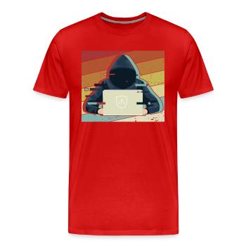 Retro Sniffer Ingénierie sociale Phishing Gris - T-shirt bio Premium Homme - rouge - Devant - Damien (186cm)