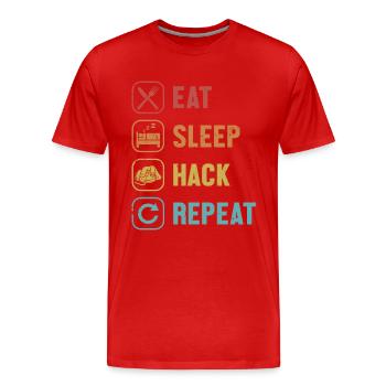 Manger Sommeil Hack Répéter Phishing Renifleur Chapeau Gris - T-shirt bio Premium Homme - rouge - Devant - Damien (186cm)
