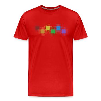 Hacker LGBT Rainbow Phishing Sniffer Grey Hat - T-shirt bio Premium Homme - rouge - Devant - Damien (186cm)