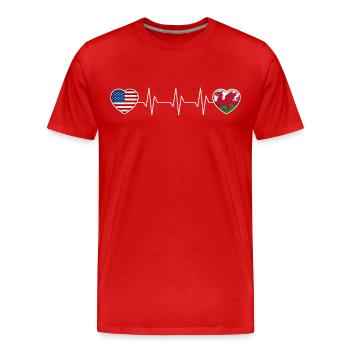 Wales - Men's Premium Organic T-Shirt - red - Front - Damien (186cm)