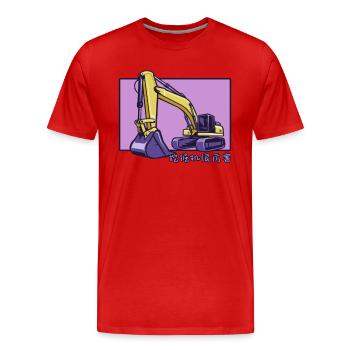 Excavator Doodle Chinese Hanzi Crawler Excavator - Men's Premium Organic T-Shirt - red - Front - Damien (186cm)