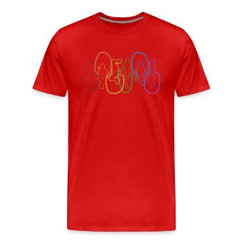 Saut à la corde LGBT Arc-en-ciel Saut Vitesse de saut - T-shirt bio Premium Homme - rouge - Devant - Damien (186cm)