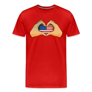 Amérique du Nord - T-shirt bio Premium Homme - rouge - Devant - Damien (186cm)