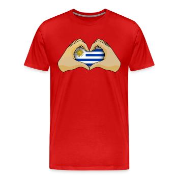 Uruguay - Men's Premium Organic T-Shirt - red - Front - Damien (186cm)