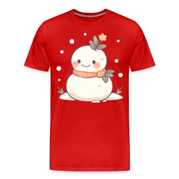 Süßer Weihnachts Schneemann - Festtags-Design - Männer Premium Bio T-Shirt - Rot - Vorne - Damien (186cm)