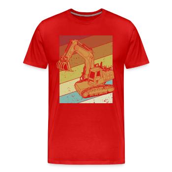 Retro Excavator Duty Cycle Crane Crawler Excavator - Men's Premium Organic T-Shirt - red - Front - Damien (186cm)