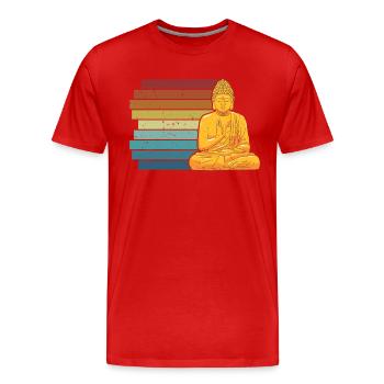 Statue bouddhiste rétro symbole prêtre bouddhisme - T-shirt bio Premium Homme - rouge - Devant - Damien (186cm)