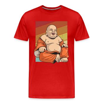 Symbole bouddhiste rétro Statue prêtre bouddhisme - T-shirt bio Premium Homme - rouge - Devant - Damien (186cm)
