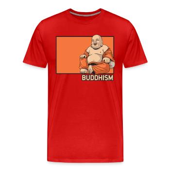 Bouddhisme Doodle Statue bouddhiste chinoise Hanzi - T-shirt bio Premium Homme - rouge - Devant - Damien (186cm)