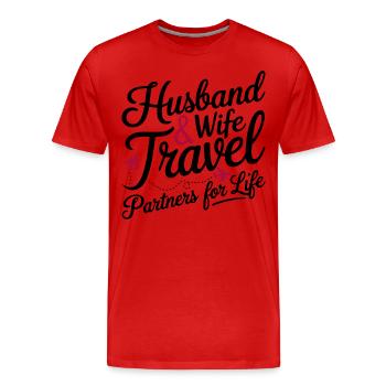 Couple Matching Husband And Wife Travel Partners - Men's Premium Organic T-Shirt - red - Front - Damien (186cm)