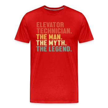 Elevator Technician Man Myth Legend Repair - Men's Premium Organic T-Shirt - red - Front - Damien (186cm)