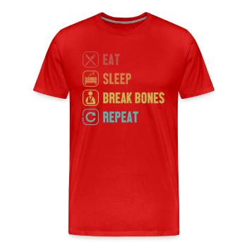Manger Dormir Fracture Os Répéter Fracture Bras Jambe Os - T-shirt bio Premium Homme - rouge - Devant - Damien (186cm)