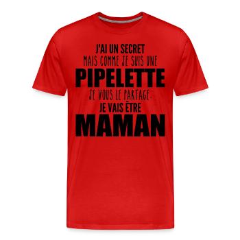 je suis une future maman pipelette ! future maman - T-shirt bio Premium Homme - rouge - Devant - Damien (186cm)