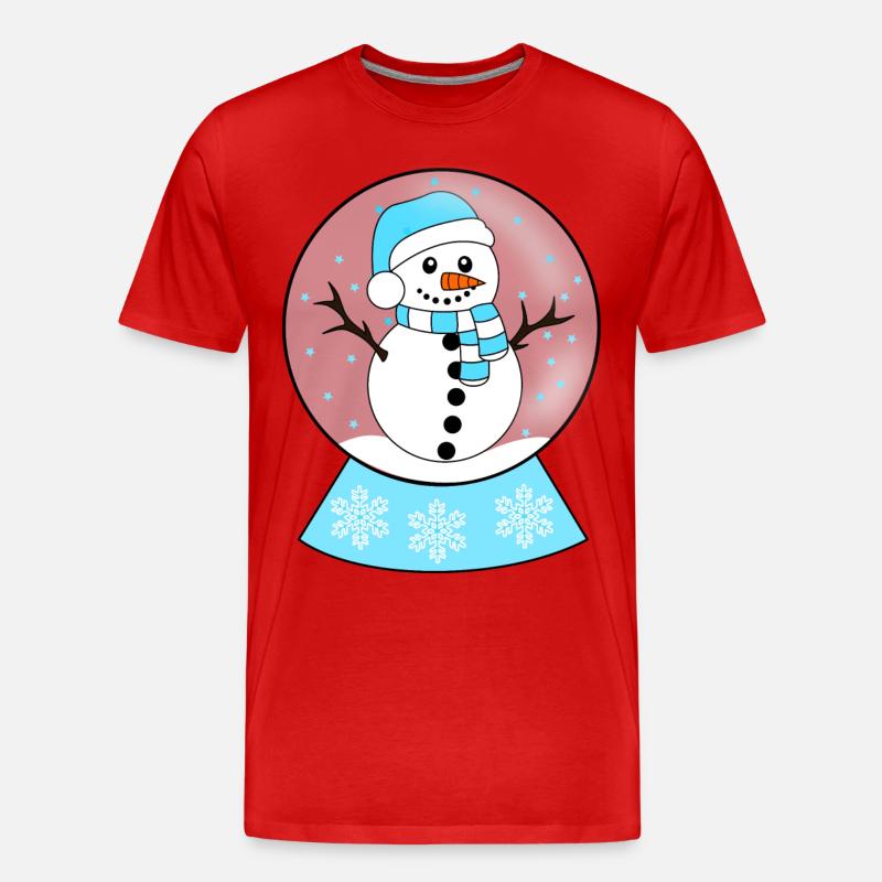 Schneekugel Schneemann - Männer Premium Bio T-Shirt - Rot