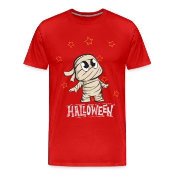 Halloween Mumie - Männer Premium Bio T-Shirt - Rot - Vorne - Damien (186cm)