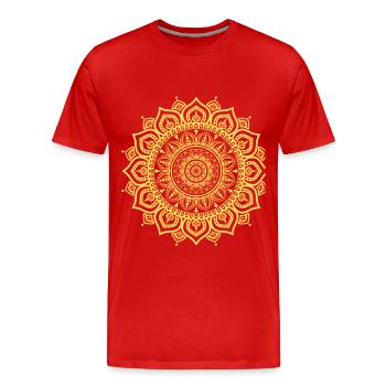 Mandala Gelb - Männer Premium Bio T-Shirt - Rot - Vorne - Damien (186cm)