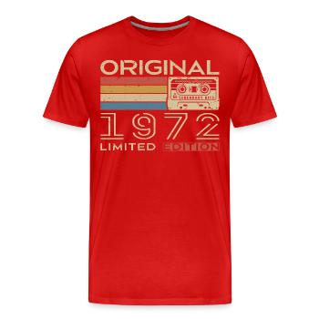 Cadeau Anniversaire 1972 Rétro 1972 - Vintage 1972 - T-shirt bio Premium Homme - rouge - Devant - Damien (186cm)