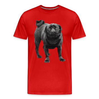 Pug noir - T-shirt bio Premium Homme - rouge - Devant - Damien (186cm)