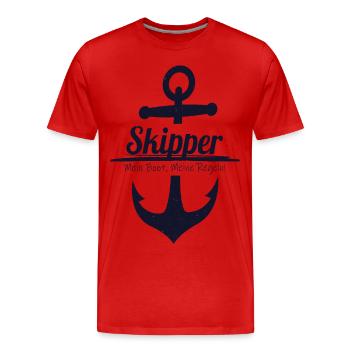Skipper Kapitän mein Boot - Männer Premium Bio T-Shirt - Rot - Vorne - Damien (186cm)