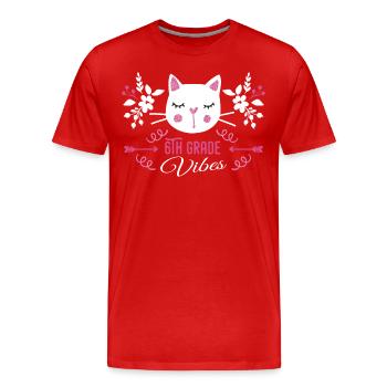 6th grade | Grade Vibes Back to School Cute Cat - Men's Premium Organic T-Shirt - red - Front - Damien (186cm)