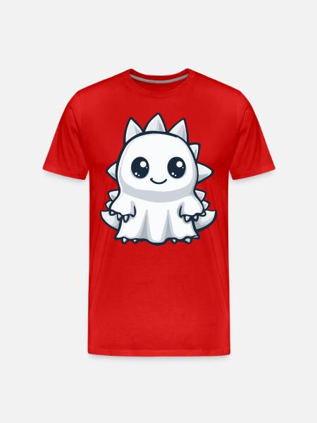 Dinosaur Stegosaurus Halloween Ghost - Men's Premium Organic T-Shirt - red