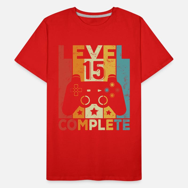 Level 15 Complete 15 Geburtstag Junge Mädchen Männer Premium Bio T-Shirt