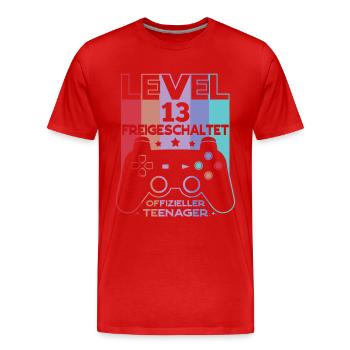 Level 13 Offizieller Teenager 13 Geburtstag - Männer Premium Bio T-Shirt - Rot - Vorne - Damien (186cm)