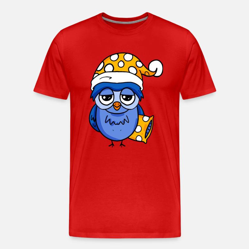 Schläfrige Eule - Männer Premium Bio T-Shirt - Rot