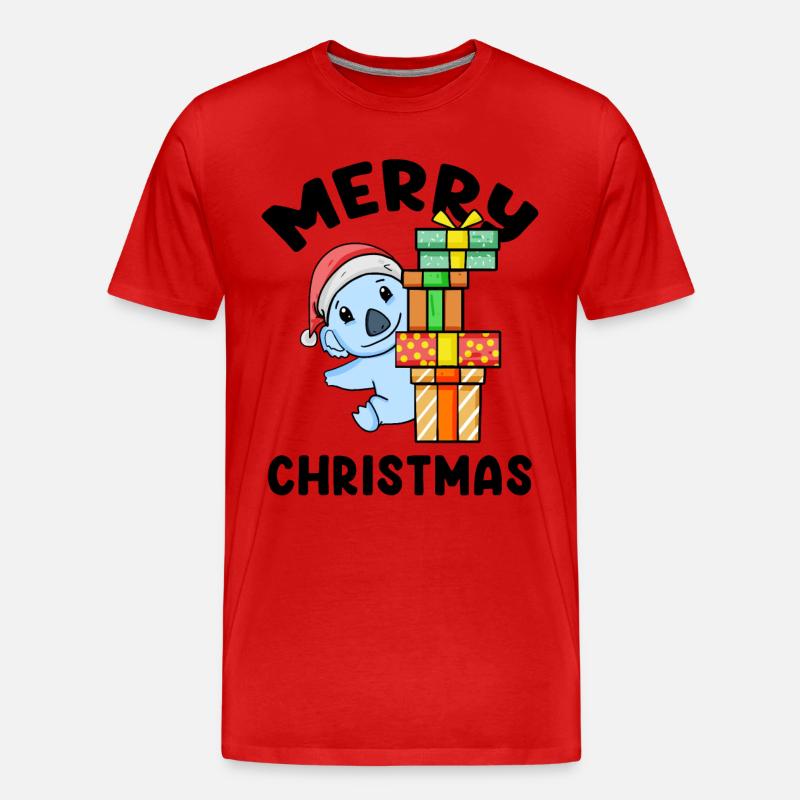 Frohe Weihnachten Koala - Männer Premium Bio T-Shirt - Rot