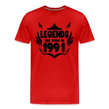 1991 - Born 1991 - Men's Premium Organic T-Shirt - red - Front - Damien (186cm)