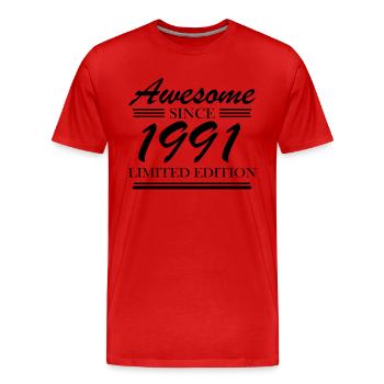 1991 - Born 1991 - Fantastic since 1991 - Men's Premium Organic T-Shirt - red - Front - Damien (186cm)