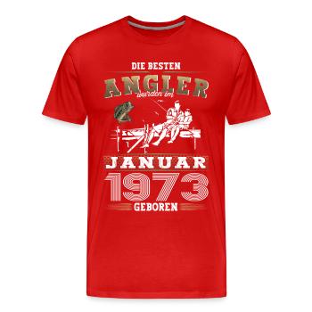 Angler Jahrgang 1973 Januar 50. Geburtstag Mann - Männer Premium Bio T-Shirt - Rot - Vorne - Damien (186cm)